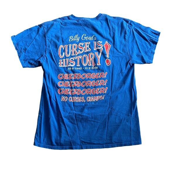 VTG Billy Goat Tavern Chicago Shirt CUBS Cheezborger Cheeseburger Blue-L - Picture 2 of 6